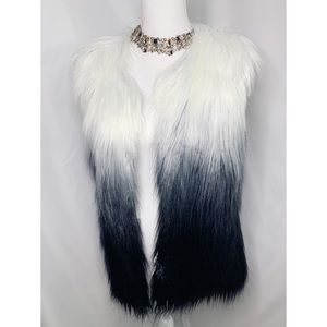 Faux Fur Ombré Vest Navy Blue